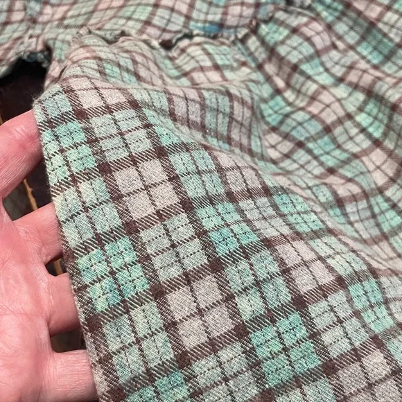 Oli & Hali Back Tiered Check Plaid Tunic High Low Dress Mint Green Boho Size L. - Picture 7 of 9